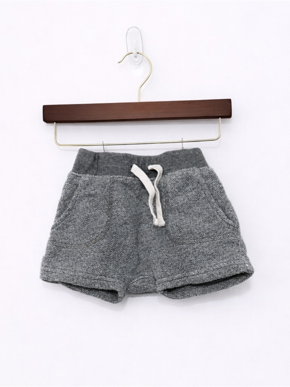 Kids Gray Terry Shorts with Drawstring